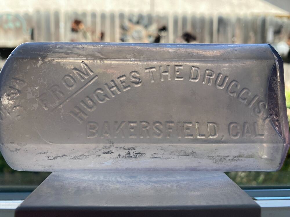 Vintage Hughes The Druggist Bakersfield California Old Bottle Pharmacy Medicine